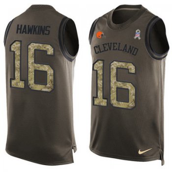 Men's Cleveland Browns #16 Andrew Hawkins Green Salute to Service Hot Pressing Player Name & Number Nike NFL Tank Top Jersey