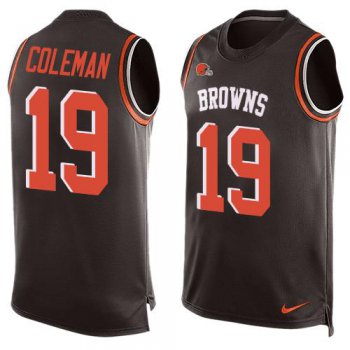 Men's Cleveland Browns #19 Corey Coleman Brown Hot Pressing Player Name & Number Nike NFL Tank Top Jersey