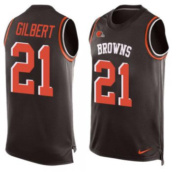 Men's Cleveland Browns #21 Justin Gilbert Brown Hot Pressing Player Name & Number Nike NFL Tank Top Jersey