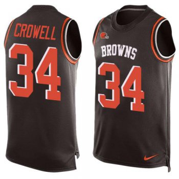 Men's Cleveland Browns #34 Isaiah Crowell Brown Hot Pressing Player Name & Number Nike NFL Tank Top Jersey