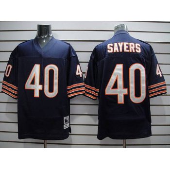Mitchell & Ness Bears #40 Gale Sayers Blue With Small Number Stitched Throwback Football Jersey