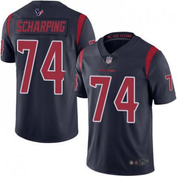 Texans #74 Max Scharping Navy Blue Men's Stitched Football Limited Rush Jersey
