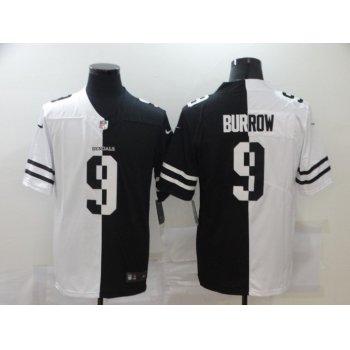 Men's Cincinnati Bengals #9 Joe Burrow White Black Peaceful Coexisting 2020 Vapor Untouchable Stitched NFL Nike Limited Jersey