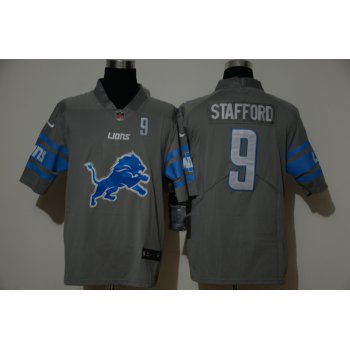Men's Detroit Lions #9 Matthew Stafford Grey 2020 NEW Team Logo Number Vapor Untouchable Stitched NFL Nike Limited Jersey