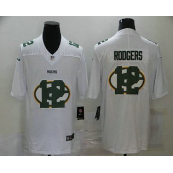 Men's Green Bay Packers #12 Aaron Rodgers White 2020 Shadow Logo Vapor Untouchable Stitched NFL Nike Limited Jersey