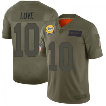 Men's Green Bay Packers #10 Jordan Love Camo Limited 2019 Salute to Service Jersey