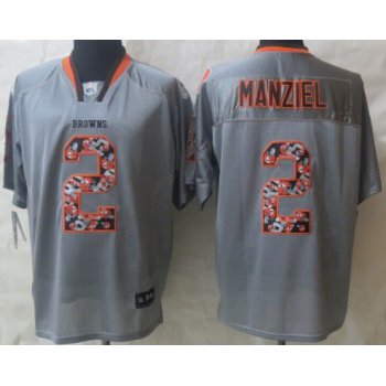 Nike Cleveland Browns #2 Johnny Manziel Lights Out Gray Ornamented Elite Jersey