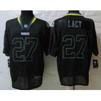 Nike Green Bay Packers #27 Eddie Lacy Lights Out Black Elite Jersey