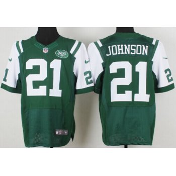 Nike New York Jets #21 Chris Johnson Green Elite Jersey