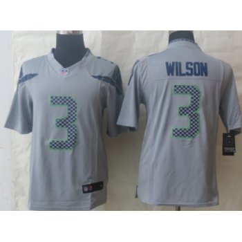 Nike Seattle Seahawks #3 Russell Wilson Gray Limited Jersey