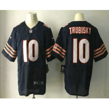 Men's 2017 NFL Draft Chicago Bears #10 Mitchell Trubisky Navy Blue Team Color Stitched NFL Nike Elite Jersey