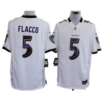 Nike Baltimore Ravens #5 Joe Flacco White Game Jersey