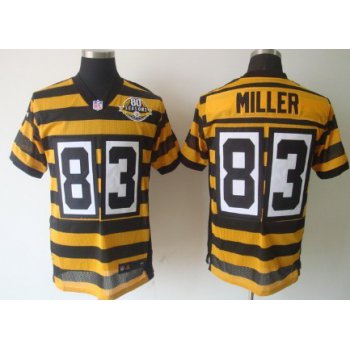 Nike Pittsburgh Steelers #83 Heath Miller Yellow With Black Throwback 80TH Jersey