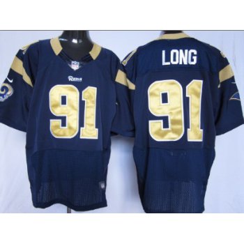 Nike St. Louis Rams #91 Chris Long Navy Blue Elite Jersey