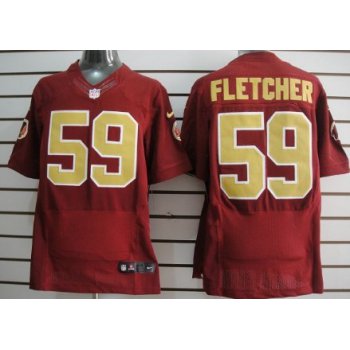 Nike Washington Redskins #59 London Fletcher Red With Gold Elite Jersey