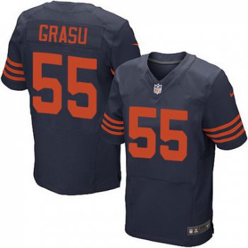 Men's Chicago Bears #55 Hroniss Grasu Navy Blue With Orange Alternate NFL Nike Elite Jersey