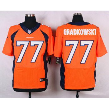 Men's Denver Broncos #77 Gino Gradkowski Orange Team Color NFL Nike Elite Jersey