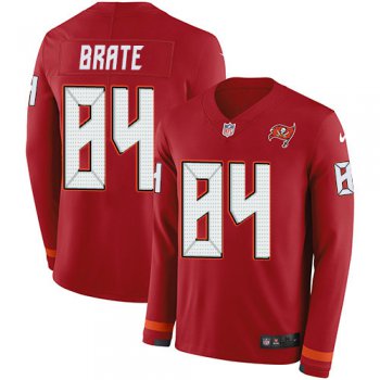 Nike Buccaneers #84 Cameron Brate Red Team Color Men's Stitched NFL Limited Therma Long Sleeve Jersey