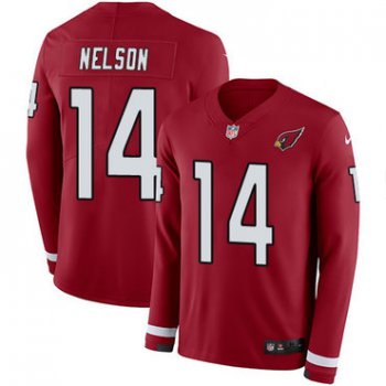 Nike Cardinals #14 J.J. Nelson Red Team Color Men's Stitched NFL Limited Therma Long Sleeve Jersey