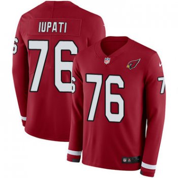 Nike Cardinals #76 Mike Iupati Red Team Color Men's Stitched NFL Limited Therma Long Sleeve Jersey