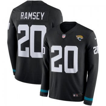 Men Jacksonville Jaguars 20 Jalen Ramsey Black Nike Therma Long Sleeve Jersey