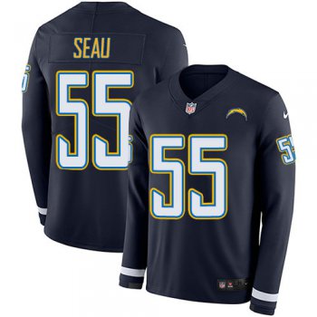 Nike Chargers 55 Junior Seau Navy Blue Team Color Men's Stitched NFL Limited Therma Long Sleeve Jersey