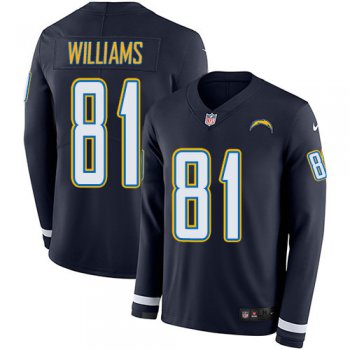 Nike Chargers 81 Mike Williams Navy Blue Team Color Men's Stitched NFL Limited Therma Long Sleeve Jersey