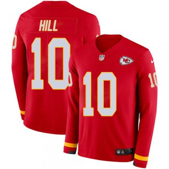 Nike Chiefs 10 Tyreek Hill Red Team Color Men's Stitched NFL Limited Therma Long Sleeve Jersey