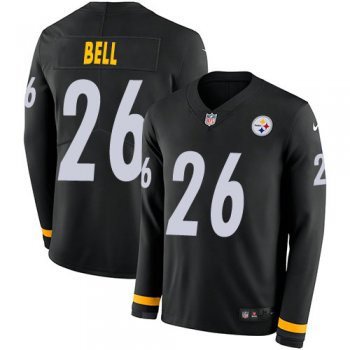 Nike Steelers 26 Le'Veon Bell Black Team Color Men's Stitched NFL Limited Therma Long Sleeve Jersey
