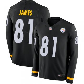 Nike Steelers 81 Jesse James Black Team Color Men's Stitched NFL Limited Therma Long Sleeve Jersey