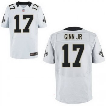 Men's New Orleans Saints #17 Ted Ginn Jr White Road Stitched NFL Nike Elite Jersey