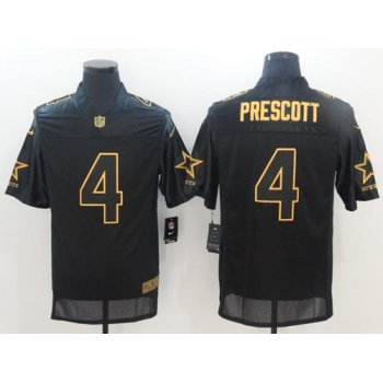 Nike Cowboys #4 Dak Prescott Black Men's Stitched NFL Elite Pro Line Gold Collection Jersey