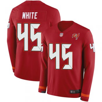 Buccaneers #45 Devin White Red Team Color Men's Stitched Football Limited Therma Long Sleeve Jersey