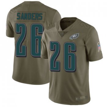 Eagles #26 Miles Sanders Olive Men's Stitched Football Limited 2017 Salute To Service Jersey