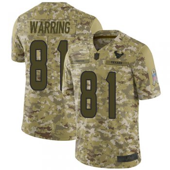 Texans #81 Kahale Warring Camo Men's Stitched Football Limited 2018 Salute To Service Jersey