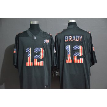 Men's Tampa Bay Buccaneers #12 Tom Brady 2019 Black Salute To Service USA Flag Fashion Limited Jersey