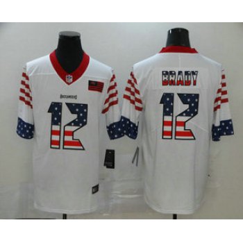Men's Tampa Bay Buccaneers #12 Tom Brady White Independence Day Stars & Stripes Jersey