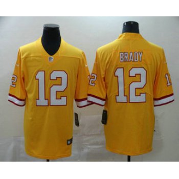 Men's Tampa Bay Buccaneers #12 Tom Brady Yellow 2020 NEW Vapor Untouchable Stitched NFL Nike Limited Jersey