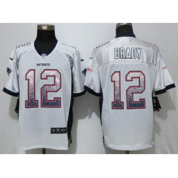 Men's New England Patriots #12 Tom Brady White Drift Stitched NFL Nike Fashion Jersey