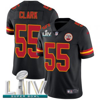 Nike Chiefs #55 Frank Clark Black Super Bowl LIV 2020 Youth Stitched NFL Limited Rush Jersey