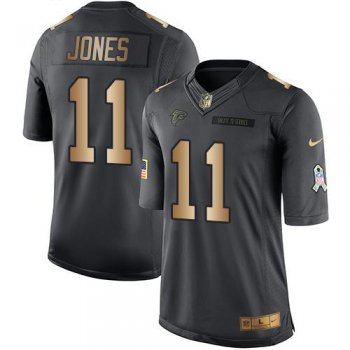 Nike Falcons #11 Julio Jones Black Men's Stitched NFL Limited Gold Salute To Service Jersey