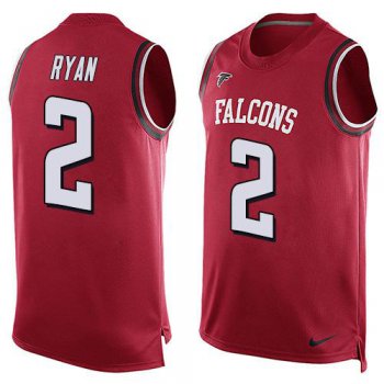 Men's Atlanta Falcons #2 Matt Ryan Red Hot Pressing Player Name & Number Nike NFL Tank Top Jersey