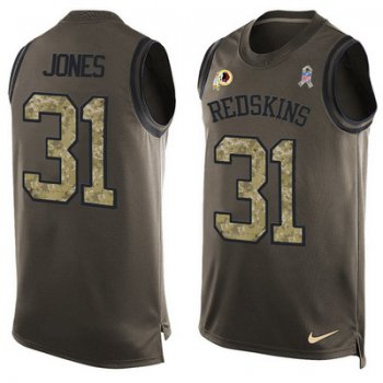 Men's Washington Redskins #31 Matt Jones Green Salute to Service Hot Pressing Player Name & Number Nike NFL Tank Top Jersey