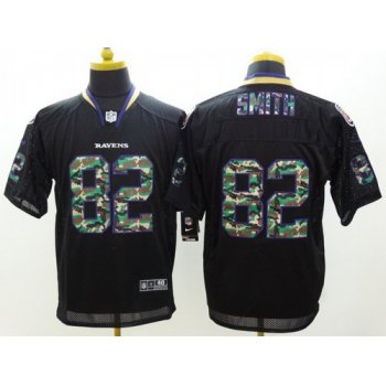 Nike Baltimore Ravens #82 Torrey Smith Black With Camo Elite Jersey