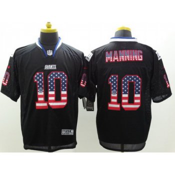 Nike New York Giants #10 Eli Manning 2014 USA Flag Fashion Black Elite Jersey