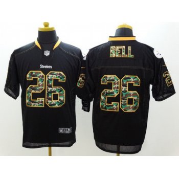Nike Pittsburgh Steelers #26 LeVeon Bell Black With Camo Elite Jersey