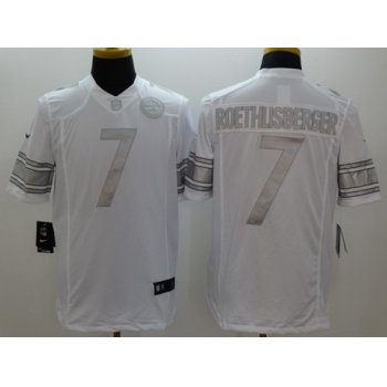 Nike Pittsburgh Steelers #7 Ben Roethlisberger Platinum White Limited Jersey
