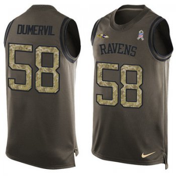 Men's Baltimore Ravens #58 Elvis Dumervil Green Salute to Service Hot Pressing Player Name & Number Nike NFL Tank Top Jersey