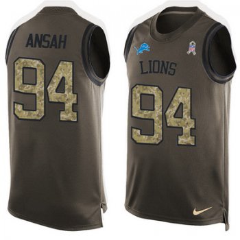 Men's Detroit Lions #94 Ezekiel Ansah Green Salute to Service Hot Pressing Player Name & Number Nike NFL Tank Top Jersey