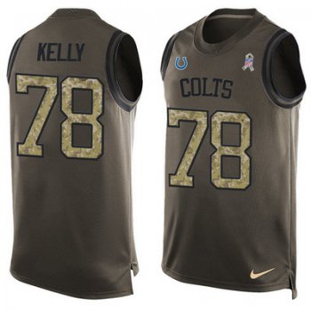 Men's Indianapolis Colts #78 Ryan Kelly Green Salute to Service Hot Pressing Player Name & Number Nike NFL Tank Top Jersey